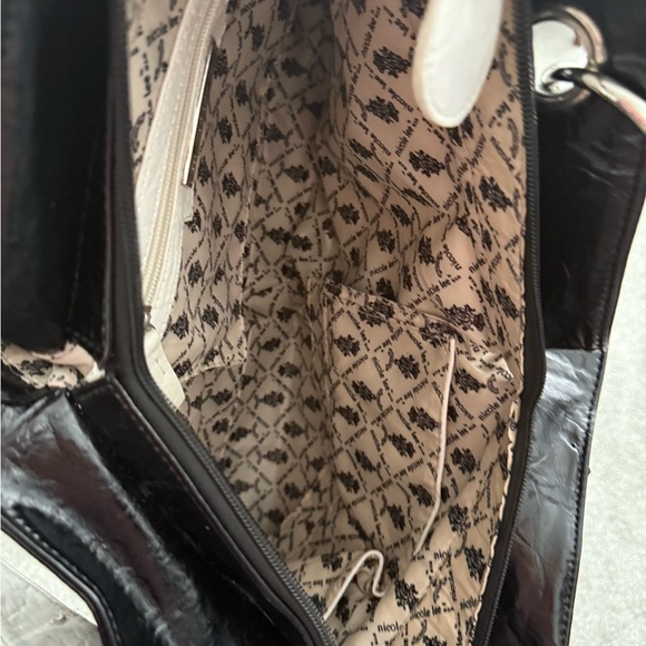 Glossy Black and Silver Studded Shoulder Bag - Picture 7 of 16